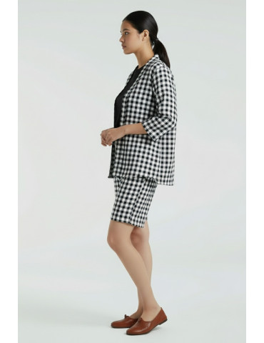 Black & White Checker Half Pant with Jacket