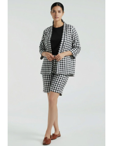Black & White Checker Half Pant with Jacket