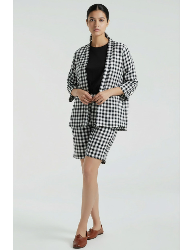 Black & White Checker Half Pant with Jacket