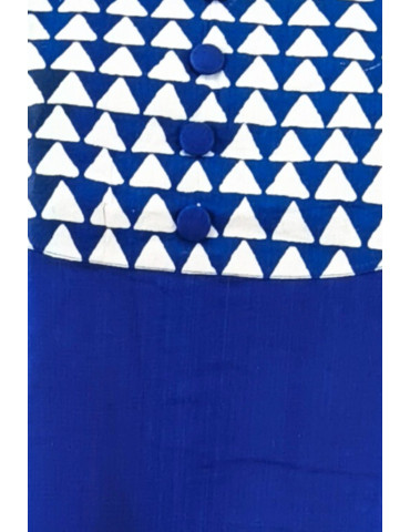 Triangle Checker Kurti Blue