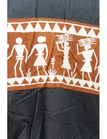 Hand Painted Black Designer Kurti Tribal Patch