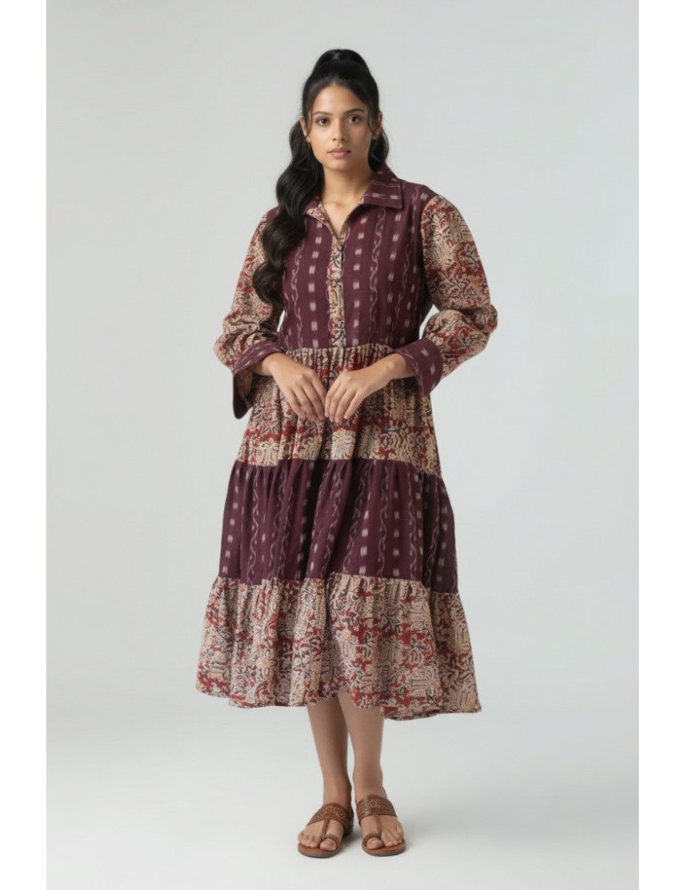 Kalamkari Sambalpuri patch work gown