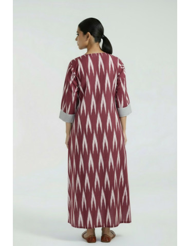 Ikkat Gown One Piece Maroon Thistle