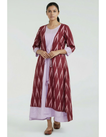Ikkat Gown One Piece Maroon Thistle