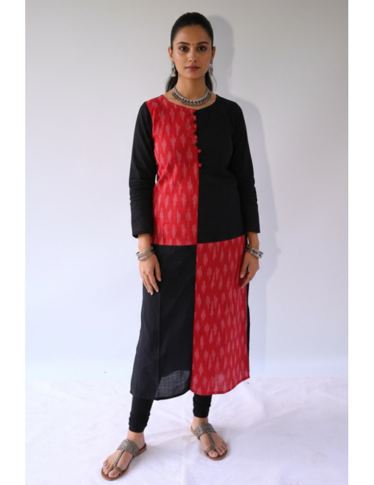 Sambalpuri Red And Black Kurti