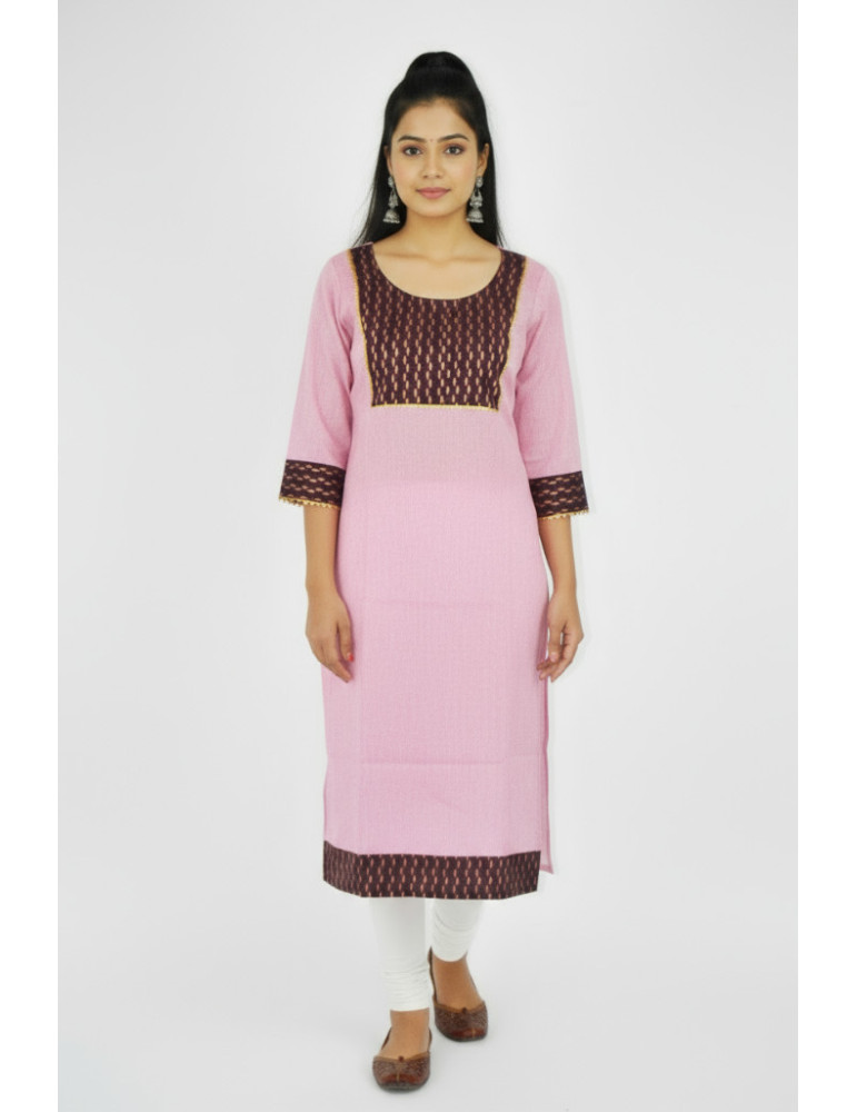 Yamini Blush Pink Khadi Cotton A-Line Kurta 