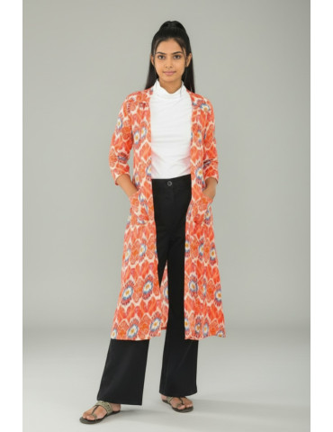 Bandhani Print Orange Jacket Pure Cotton 