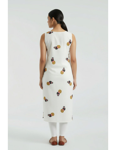  Black Off-white Katha Stitch Khadi Cotton Pure Cotton Kurti