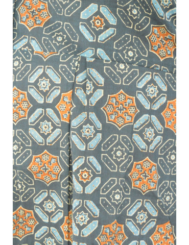 Yamini Ajrakh Print Buttle Green Pure Cotton Kurti