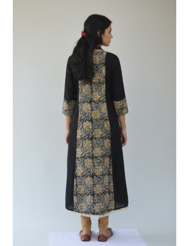 Kalamkari Brown Black Pure Cotton Kurti