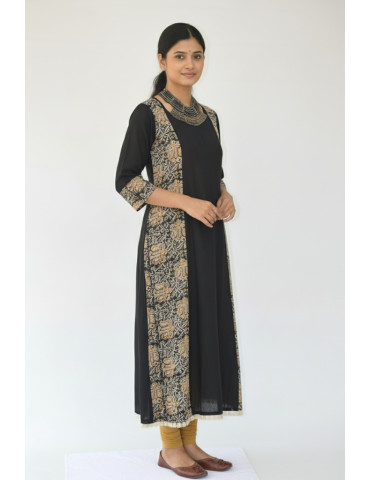 Kalamkari Brown Black Pure Cotton Kurti