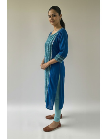 Sangneri Block Print with Gota Pati Lace Kurta