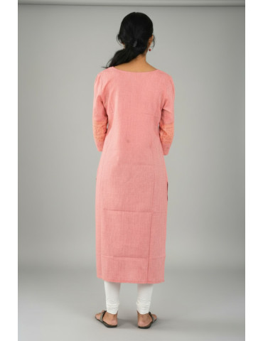 Yamini Tribal Print Light Peach Pure Cotton Kurta