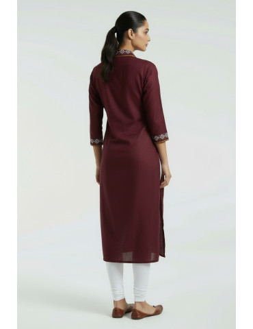 Yamini Kurta Sambalpuri Maroon Pure Cotton Handloom