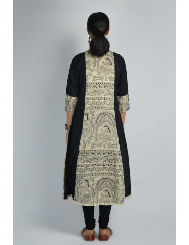 Black with Madhubani Touch Designer Pure Cotton Kurta