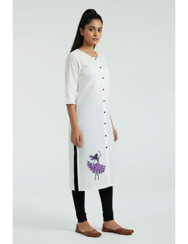 White Hand Painted Kurti with Contemporary Touch