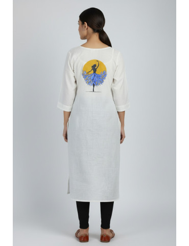 White Hand Painted Kurti with Contemporary Touch