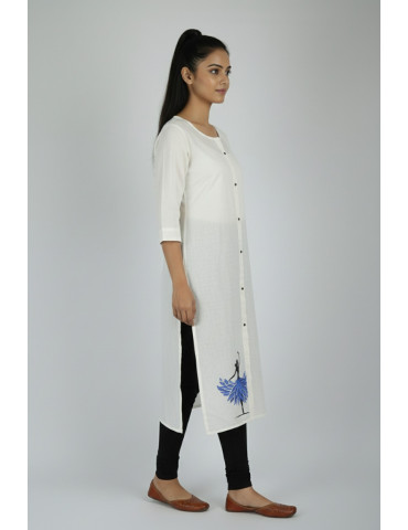 White Hand Painted Kurti with Contemporary Touch