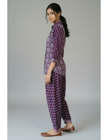 Purple Semi Patiala Suit Set