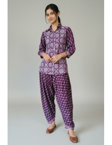Purple Semi Patiala Suit Set