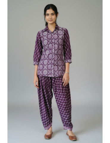 Purple Semi Patiala Suit Set