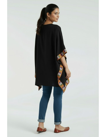 Black Kaftan with Mirror Border