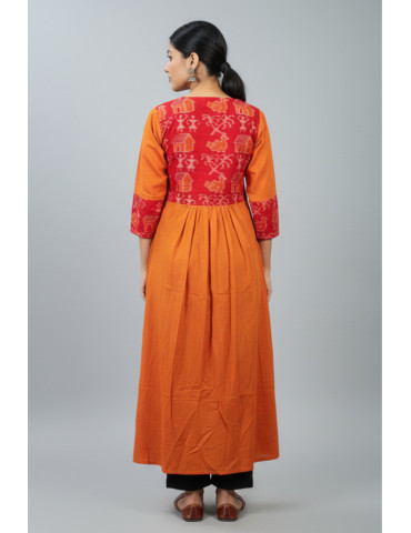 Pure Sambalpuri Handloom Pink Red Combination Long Jacket