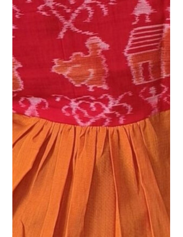 Pure Sambalpuri Handloom Pink Red Combination Long Jacket