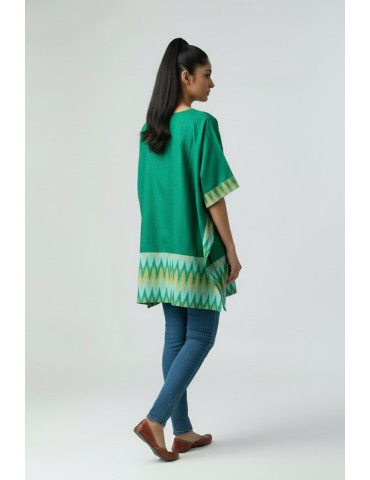 Pure Cotton Green Sambalpuri Ikat Handloom Kaftan Dress