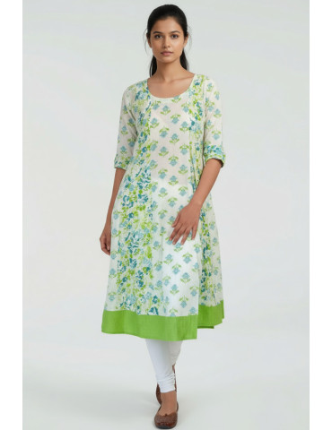 Leaf Green Anarkali Kurti