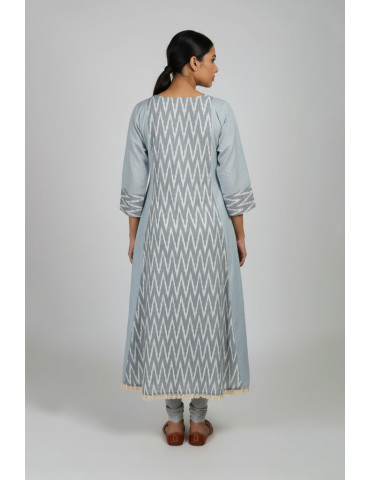 Long Kurti with Grey vertical patch work