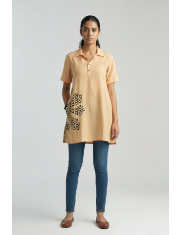 Champak Khadi Cotton One Piece with Handcrafted Flower