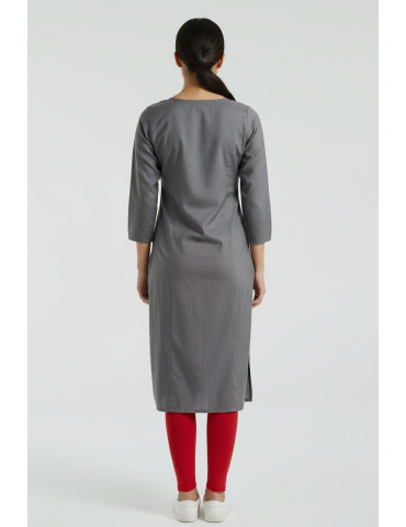 Women Navy Blue Modal Silk  Ajrakh Patch Kurta