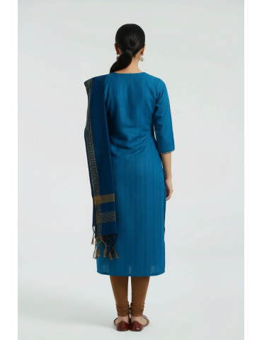 Women Blue Cotton Kurta