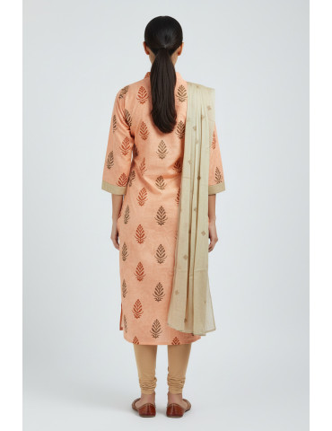 Women Peach Poly Cotton Suit Set