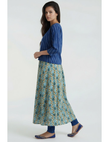 Women Multicolor Cotton Geometric Indo Western Long Kurta