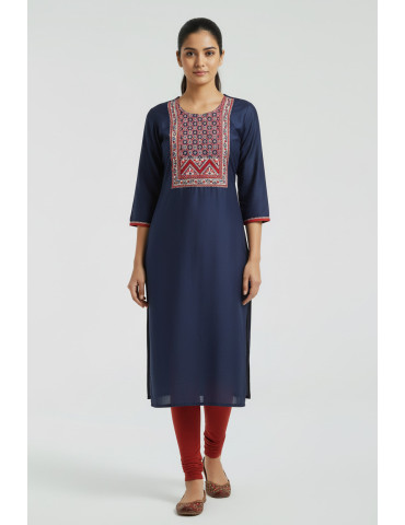 Women Red Cotton Anarkali Kurta
