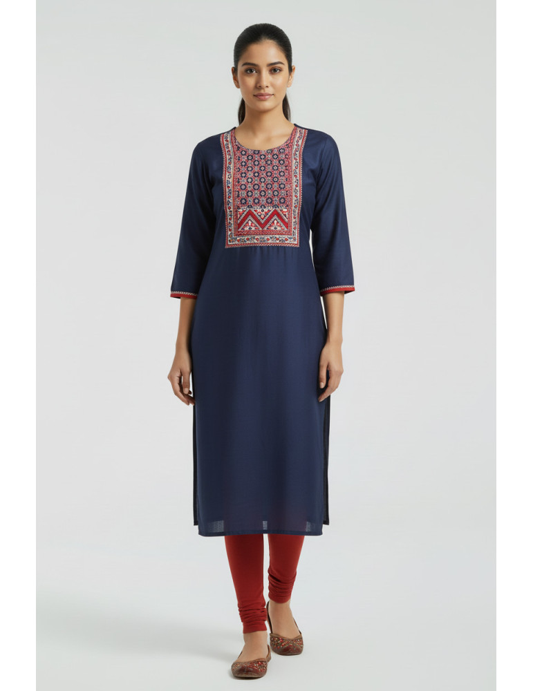 Women Red Cotton Anarkali Kurta