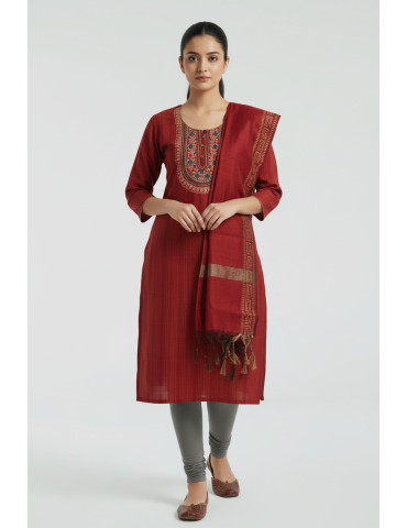 Women Purple Poly Cotton Kurta
