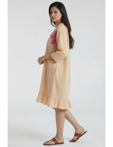 Women Peach Pink Khadi Cotton One piece