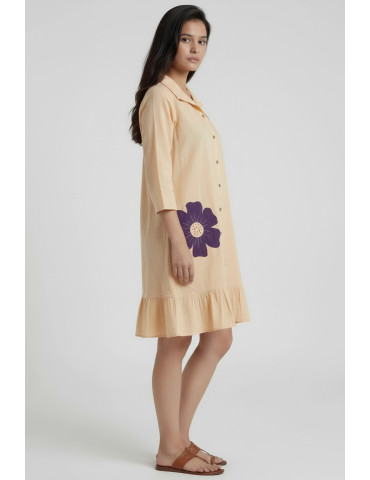 Women Peach Violet Khadi Cotton One piece