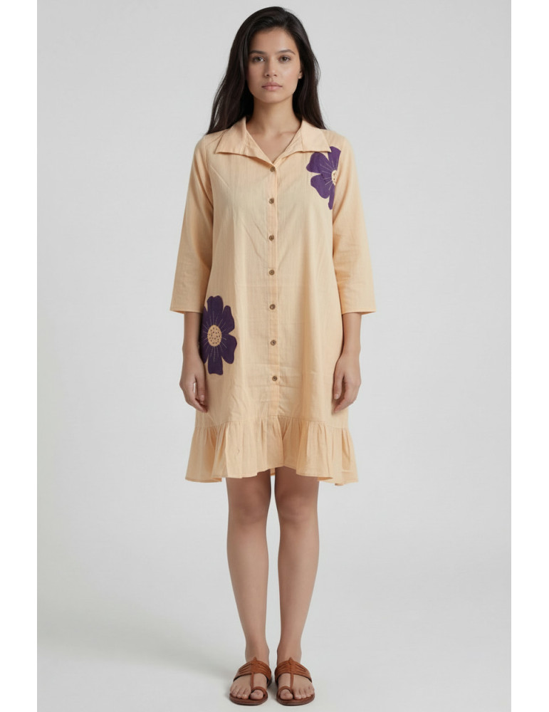 Women Peach Violet Khadi Cotton One piece