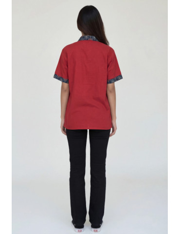 Women Shirt Brown Color Body with Ajrakh Print Patch Work