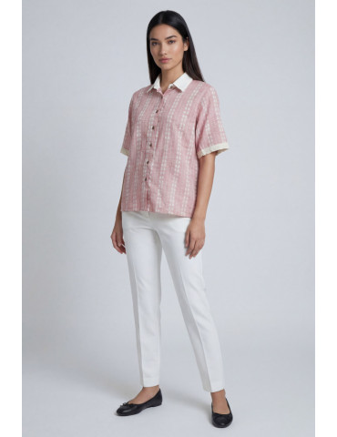 Women Shirt Dusty Pink body With off-White Fabric