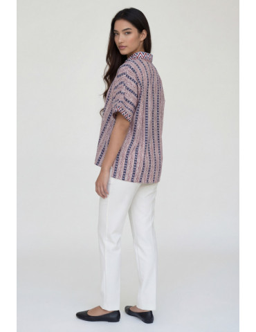 Women Indigo Block Print Shirt