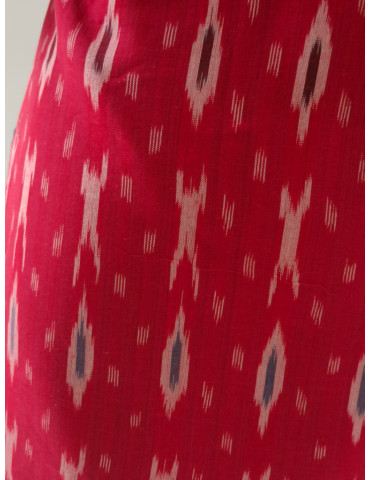 YAMINI Ikat Red Ikat Handloom Long Waistcoat/Jacket
