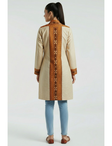 Yamini Sambalpuri Patch Cotton Long Handloom Waistcoat/Jacket