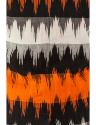 Yamini Ikat Orange Black Full Sleeve Handloom Waistcoat/Jacket