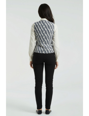 Yamini Ikat Grey Designer Handloom Waistcoat/Jacket