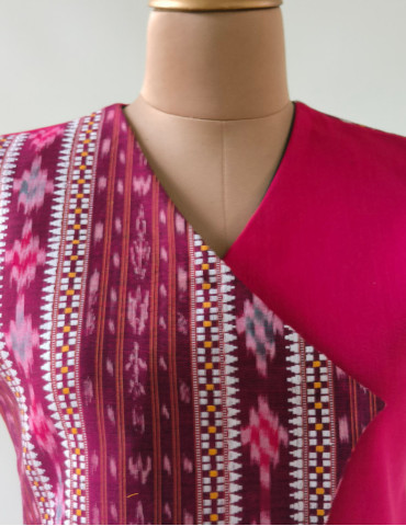 Yamini Pink Sambalpuri Handloom Woven Waistcoat/Jacket